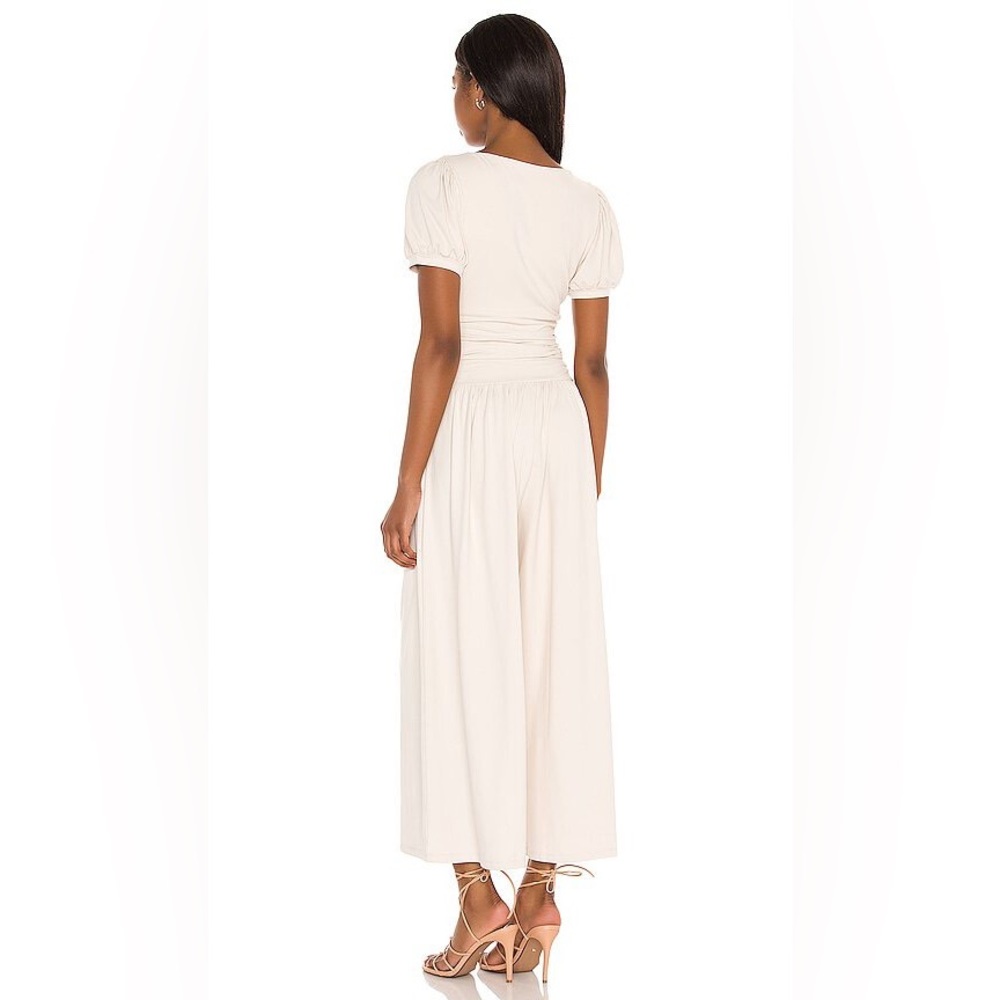 NWT Susana Monaco x Revolve Beige Gathered Jumpsuit in Blanched Almond - Picture 6 of 7